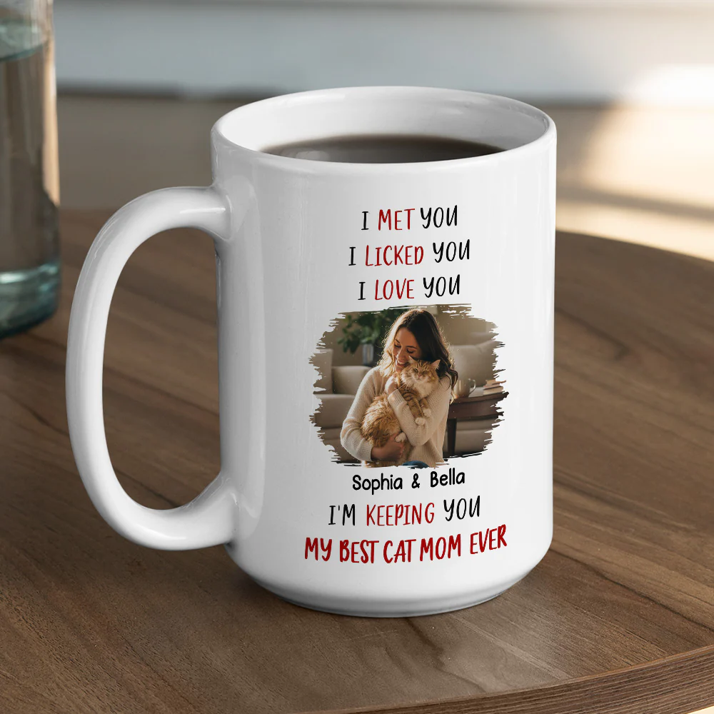 Keeping My Best Cat Mom Photo - Personalized Custom Coffee Mug - Image 5