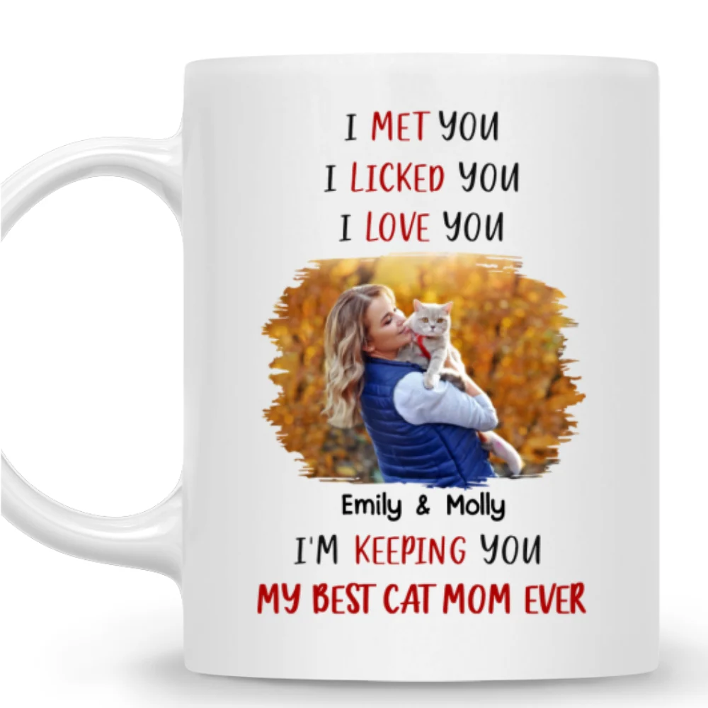 Keeping My Best Cat Mom Photo - Personalized Custom Coffee Mug - Image 7