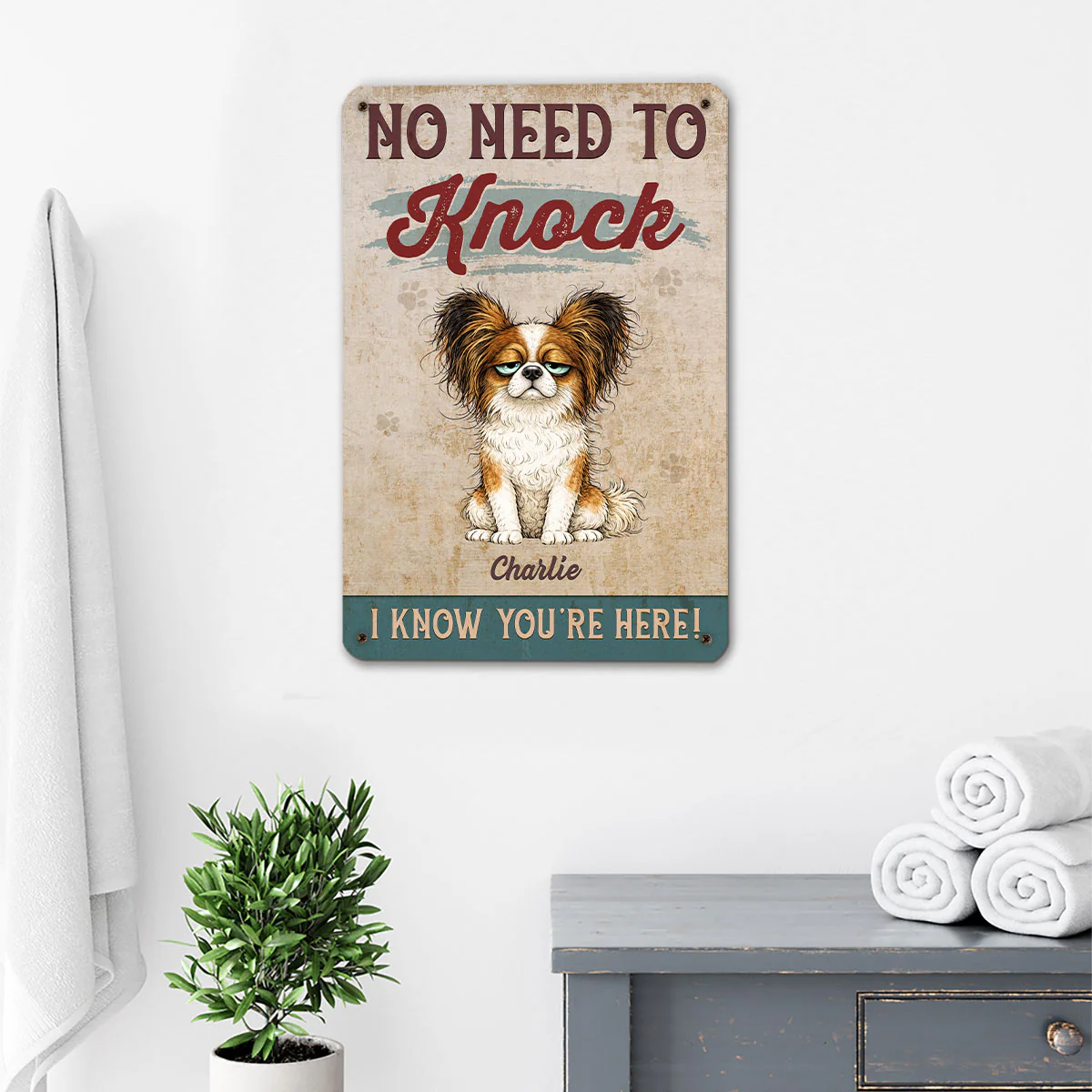 Knock Knock Dog Know You Here - Personalized Custom Metal Sign - Image 2