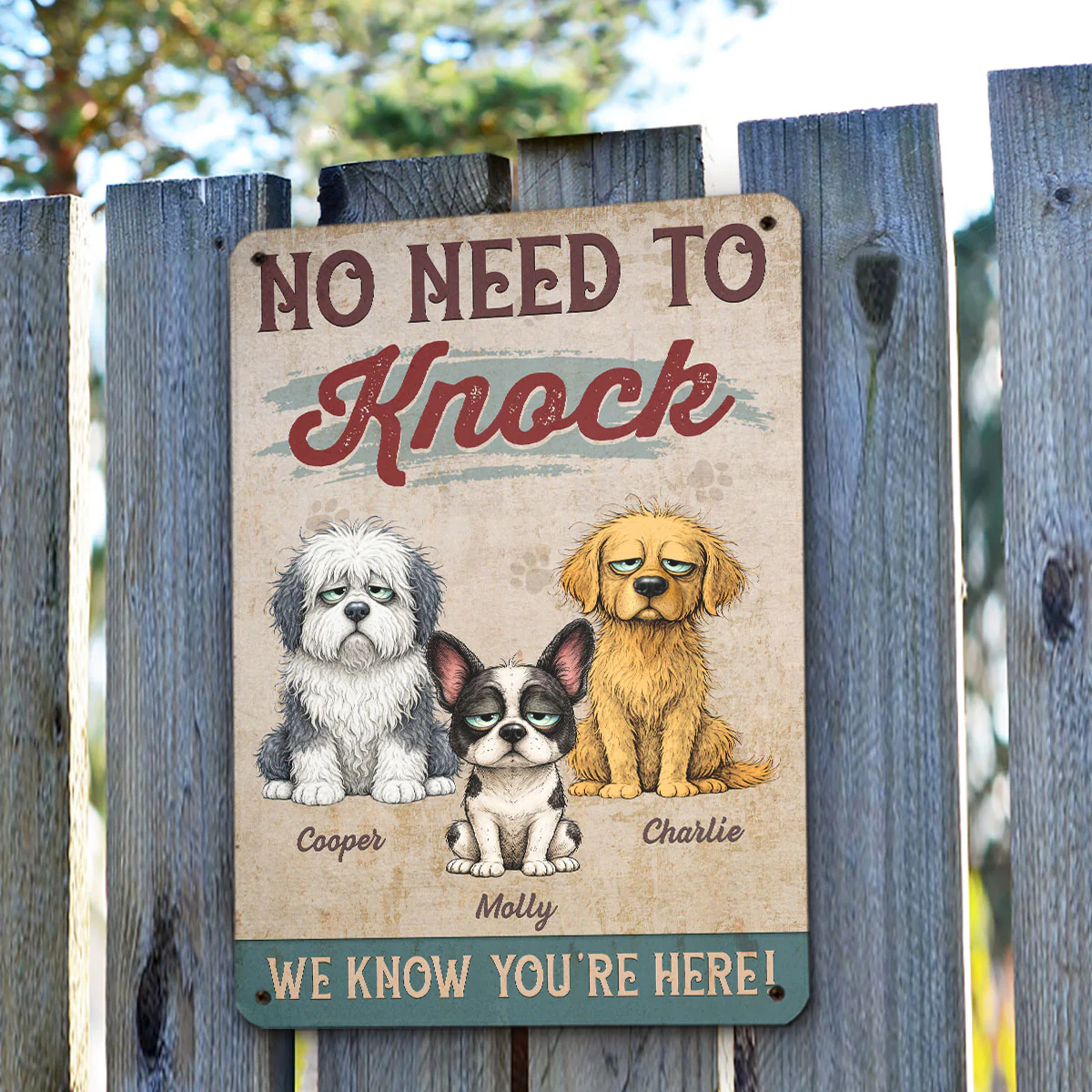 Knock Knock Dog Know You Here - Personalized Custom Metal Sign - Image 3