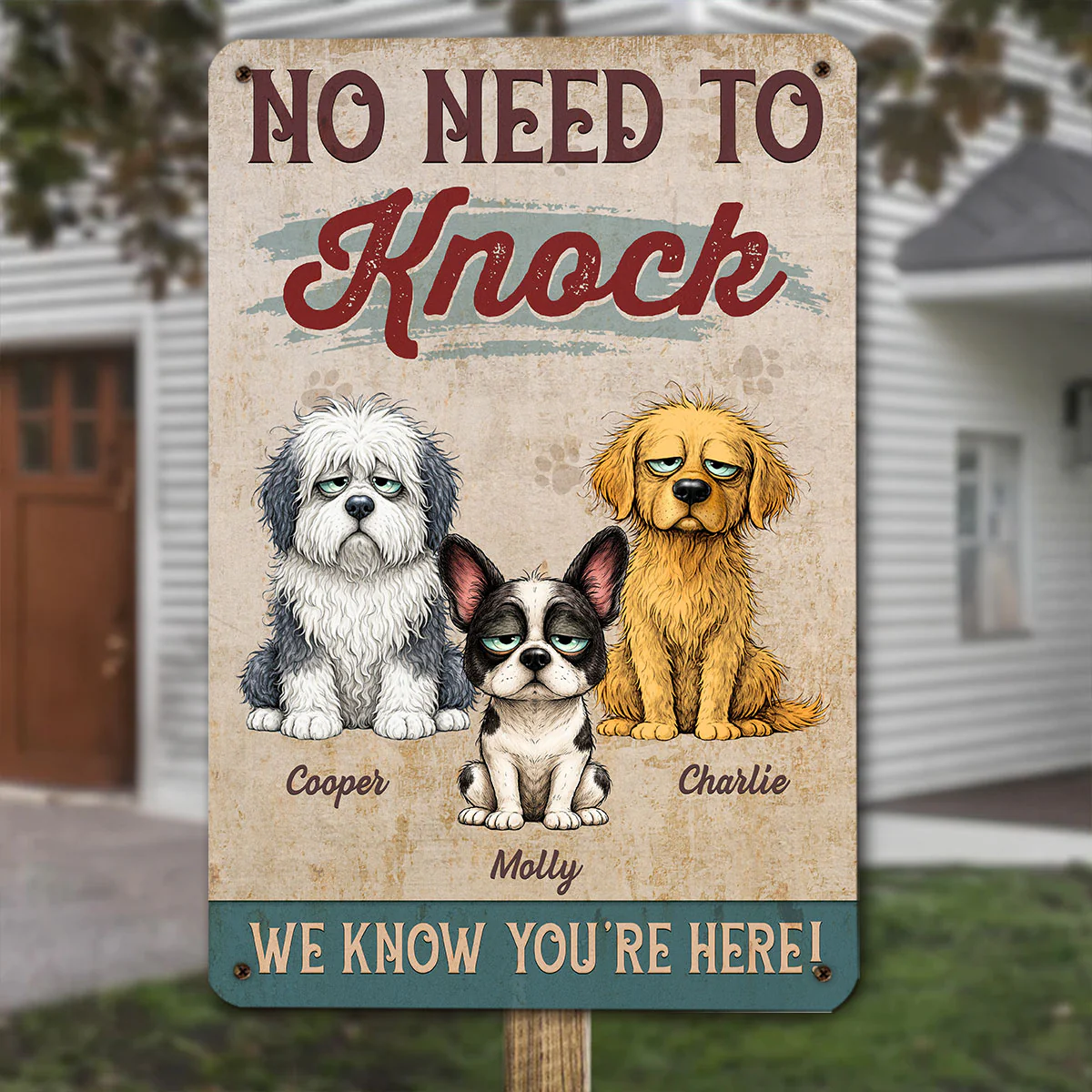 Knock Knock Dog Know You Here - Personalized Custom Metal Sign - Image 4