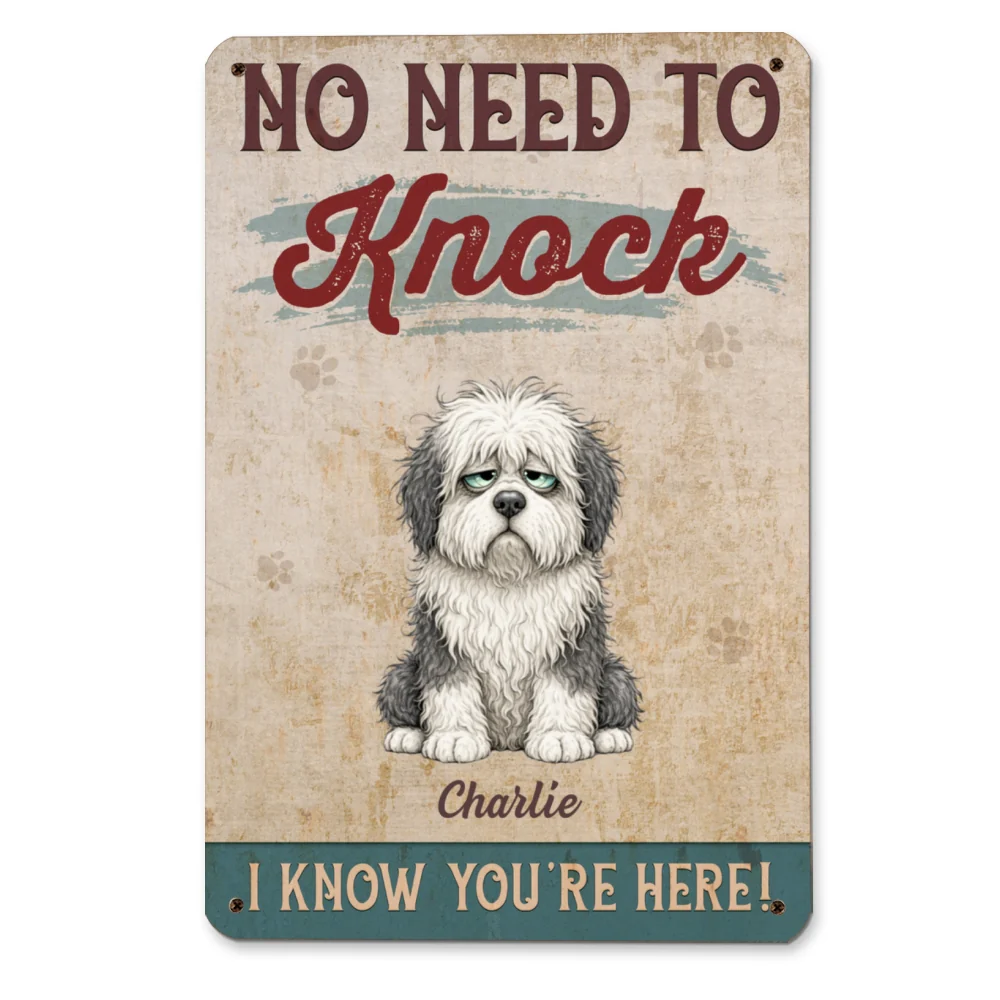 Knock Knock Dog Know You Here - Personalized Custom Metal Sign - Image 5