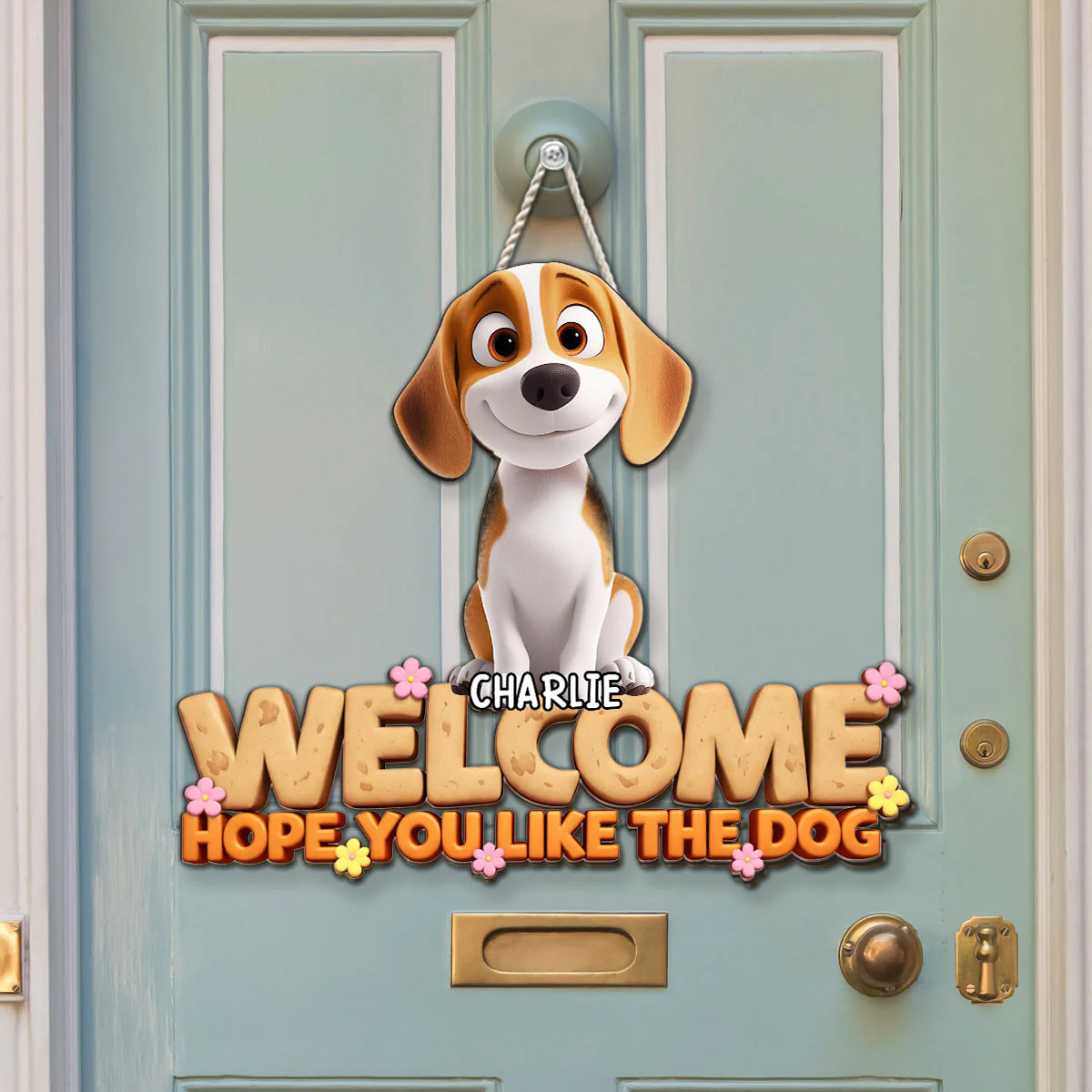 Knock Right Here - Personalized Custom 3D Effect Wood Sign - Image 2