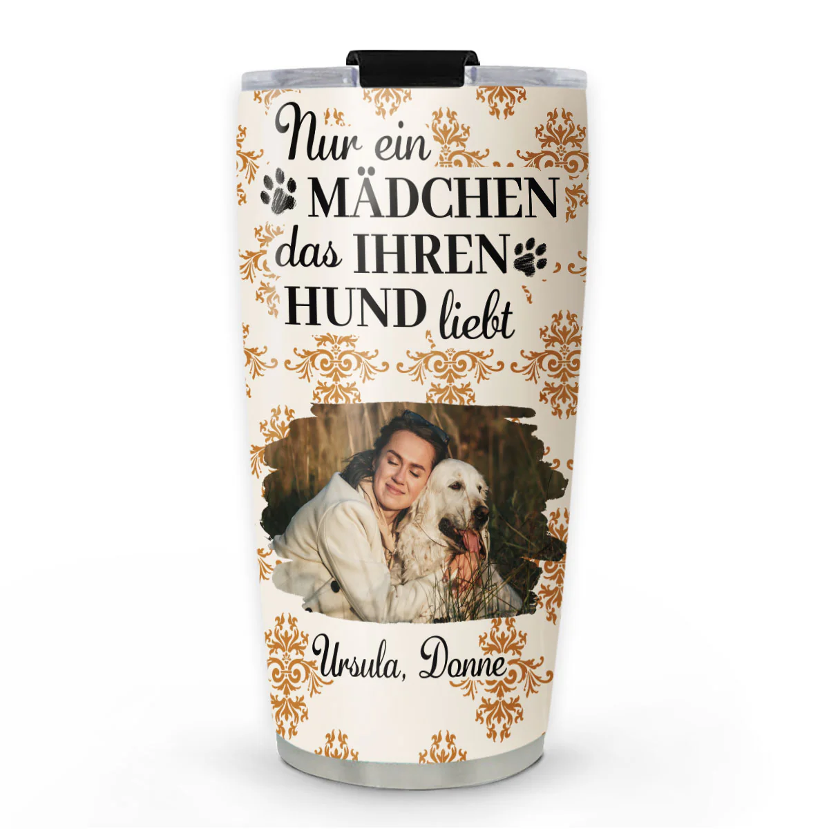 Kürbishund Herbst Foto – Personalisierter Thermobecher
