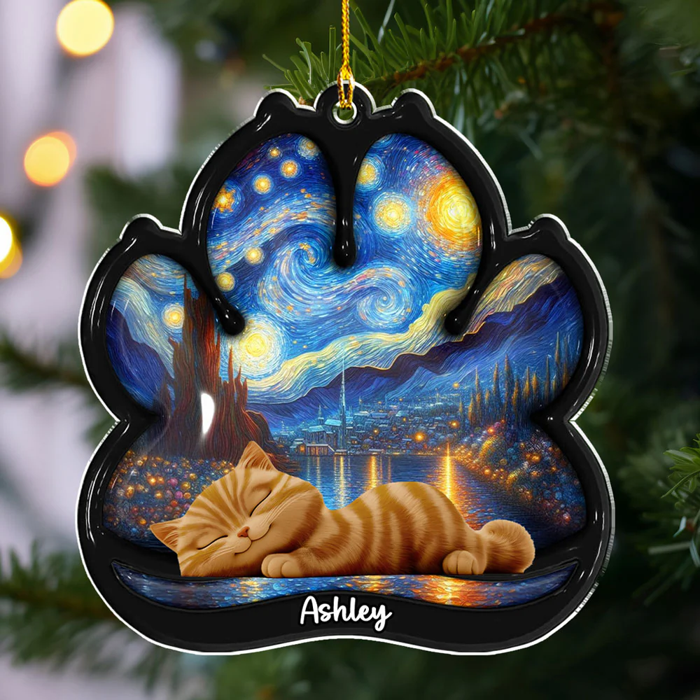 Lay Here With Cat - Personalized Custom 3D Effect Acrylic Ornament - Image 2