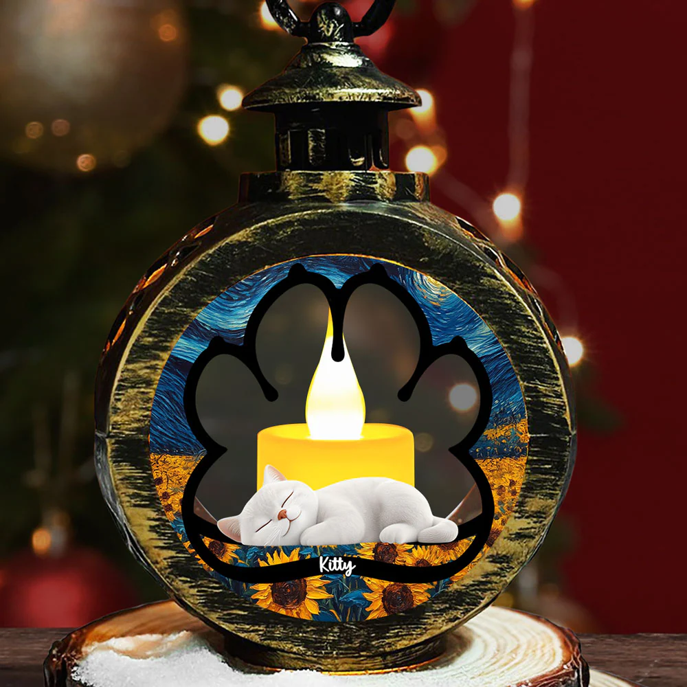 Lay Here With Cat - Personalized Custom Christmas Lantern