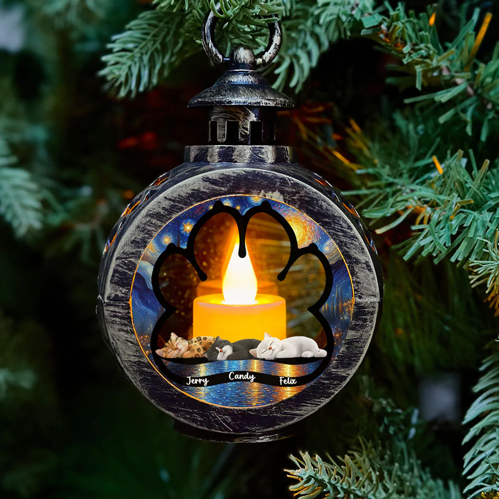 Lay Here With Cat - Personalized Custom Christmas Lantern - Image 2