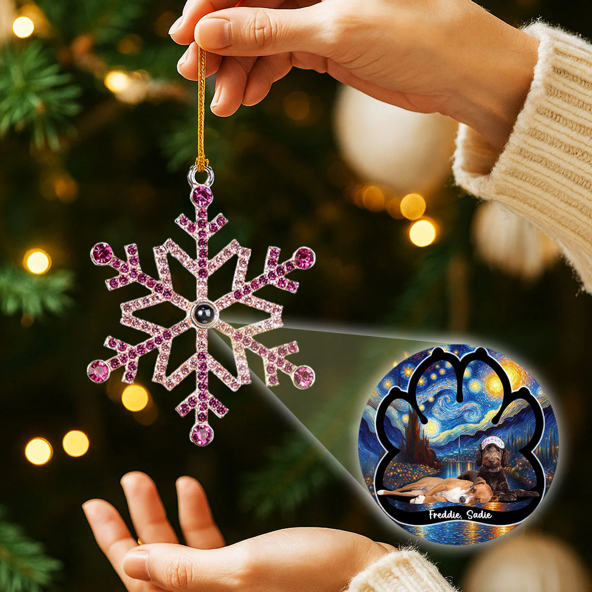 Lay Here With Me - Personalized Custom Photo Snowflake Projection Ornament - Image 3