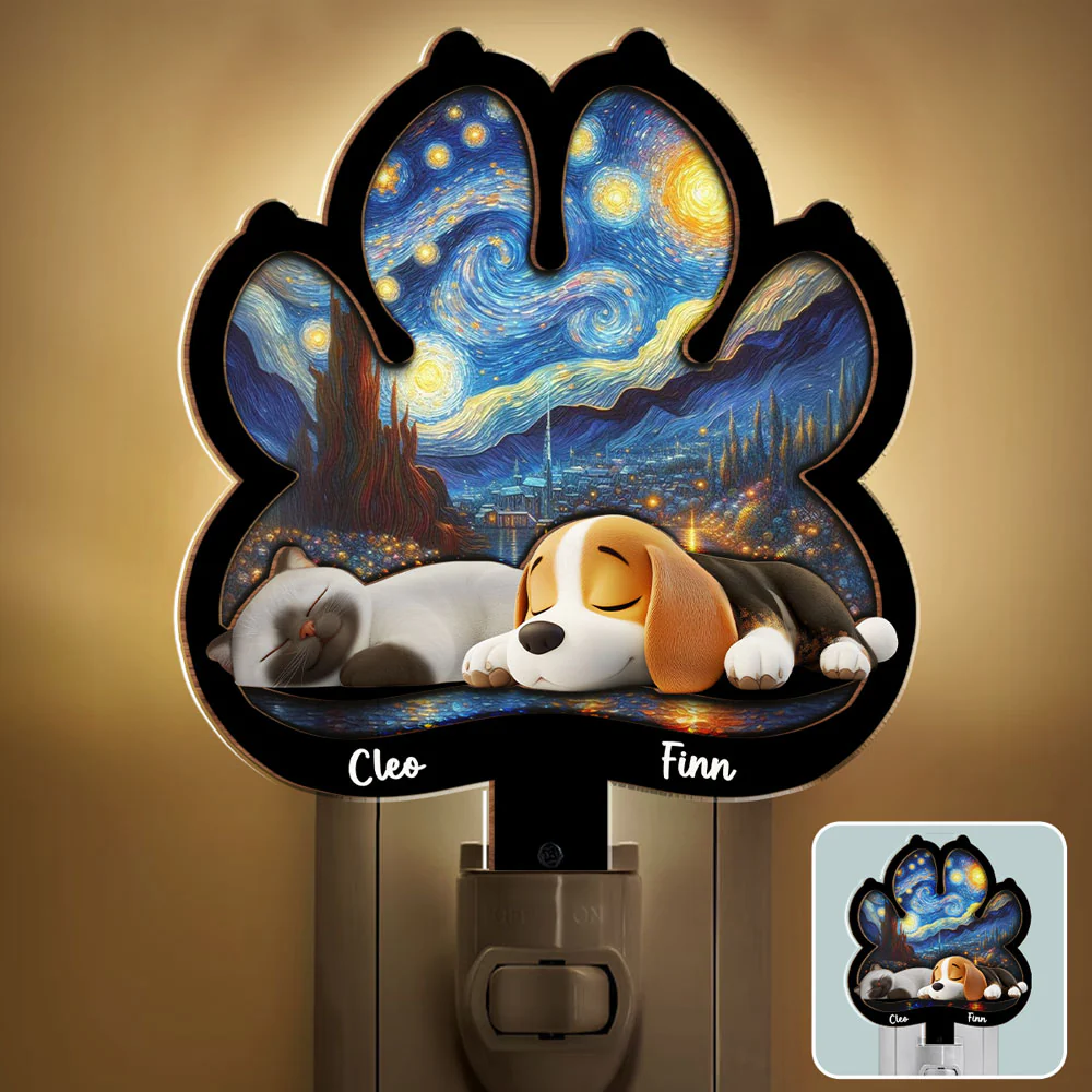 Lay Here With Me Pet Ver - Personalized Custom Wood And Acrylic Night Light