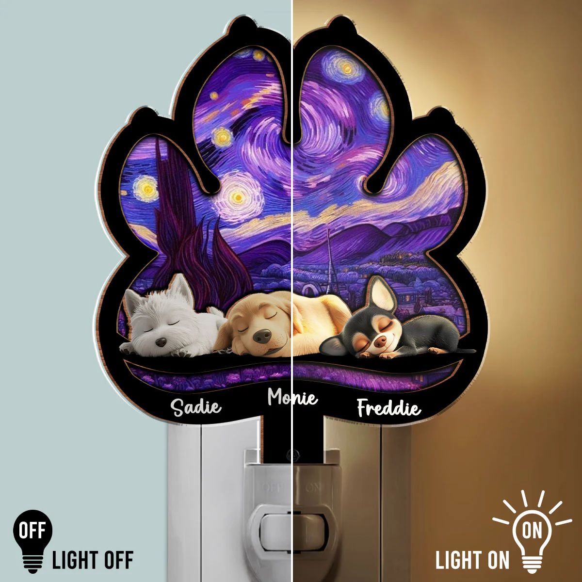 Lay Here With Me Pet Ver - Personalized Custom Wood And Acrylic Night Light - Image 3
