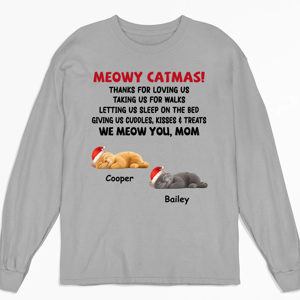 Letting Me Sleep With Cat Mom Dad - Personalized Custom Long Sleeve T-Shirt