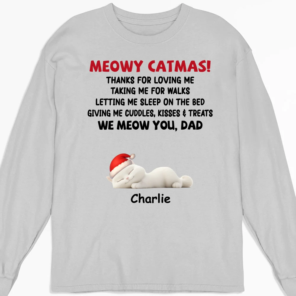 Letting Me Sleep With Cat Mom Dad - Personalized Custom Long Sleeve T-Shirt - Image 3