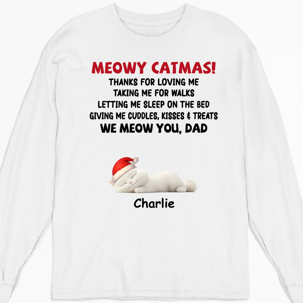 Letting Me Sleep With Cat Mom Dad - Personalized Custom Long Sleeve T-Shirt - Image 4