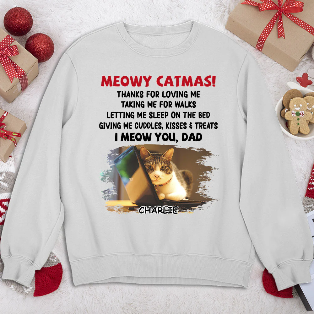 Letting Me Sleep With Cat Mom Dad Photo - Personalized Custom Sweatshirt