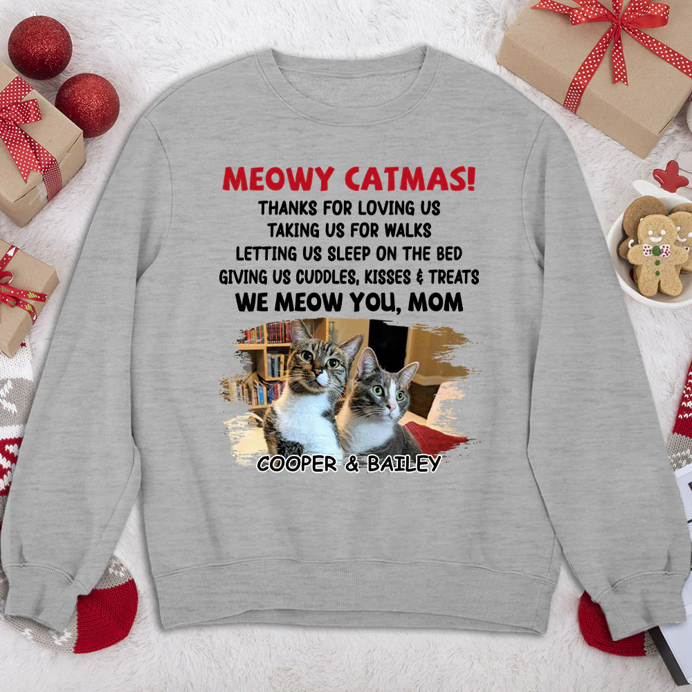 Letting Me Sleep With Cat Mom Dad Photo - Personalized Custom Sweatshirt - Image 2