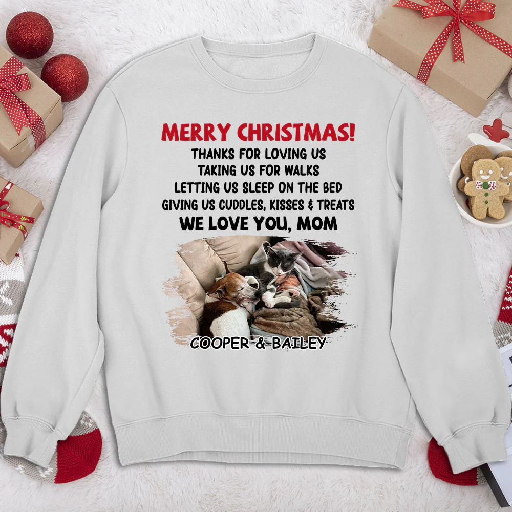 Letting Me Sleep With Pet Mom Dad Photo - Personalized Custom Sweatshirt