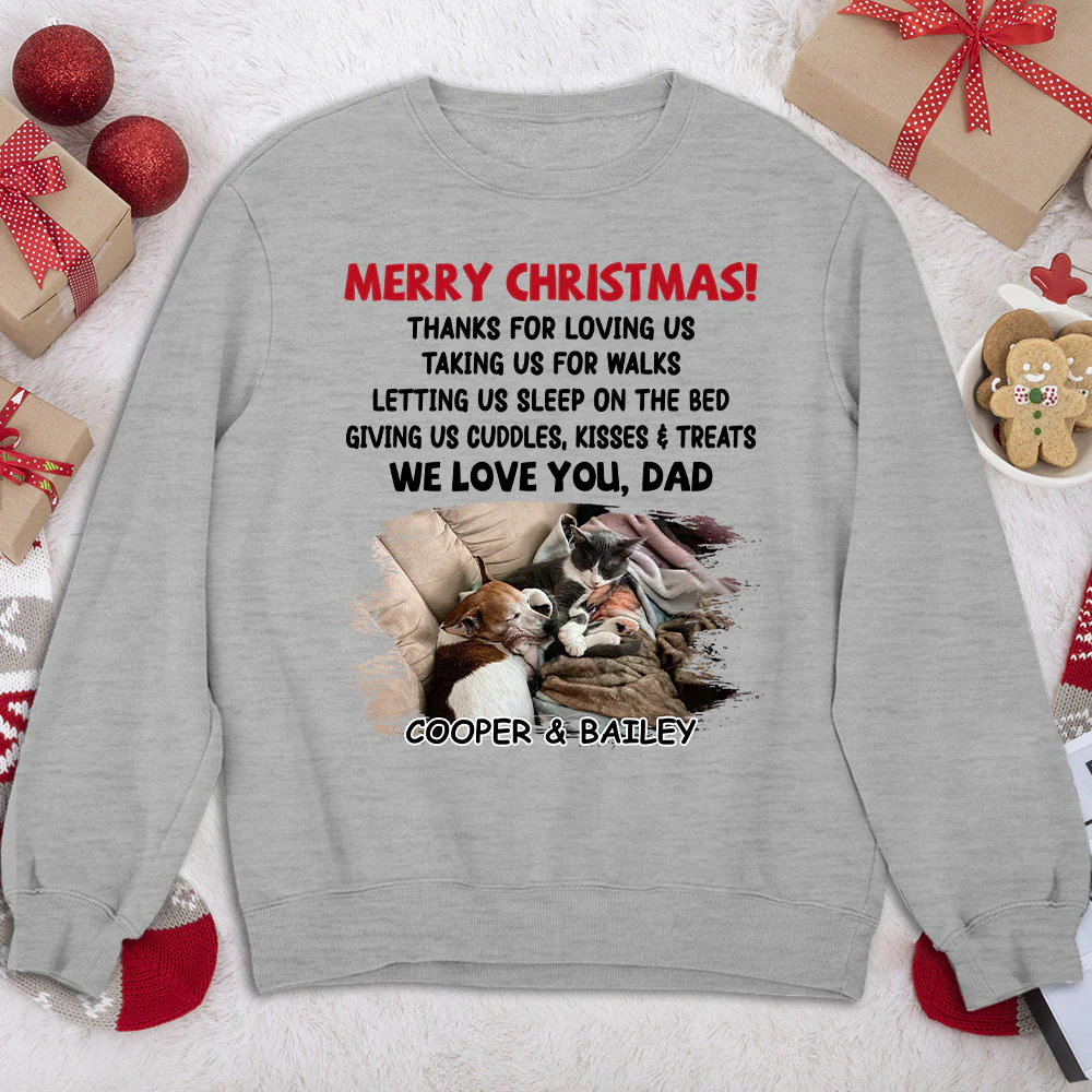 Letting Me Sleep With Pet Mom Dad Photo - Personalized Custom Sweatshirt - Image 2