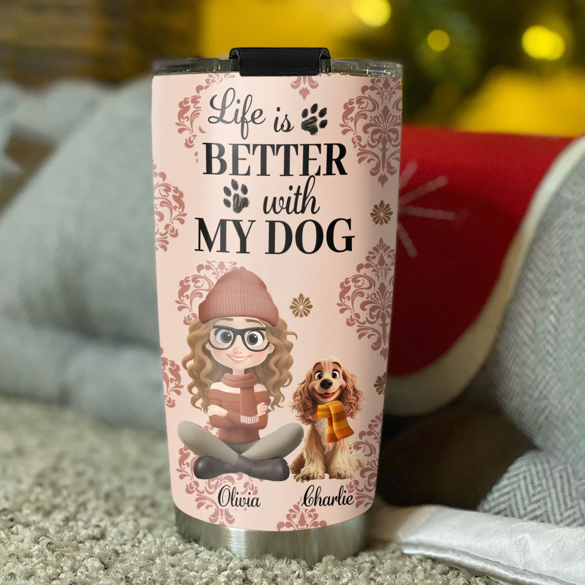 Life Is Better Dog Cartoon - Personalized Custom Tumbler - Image 2