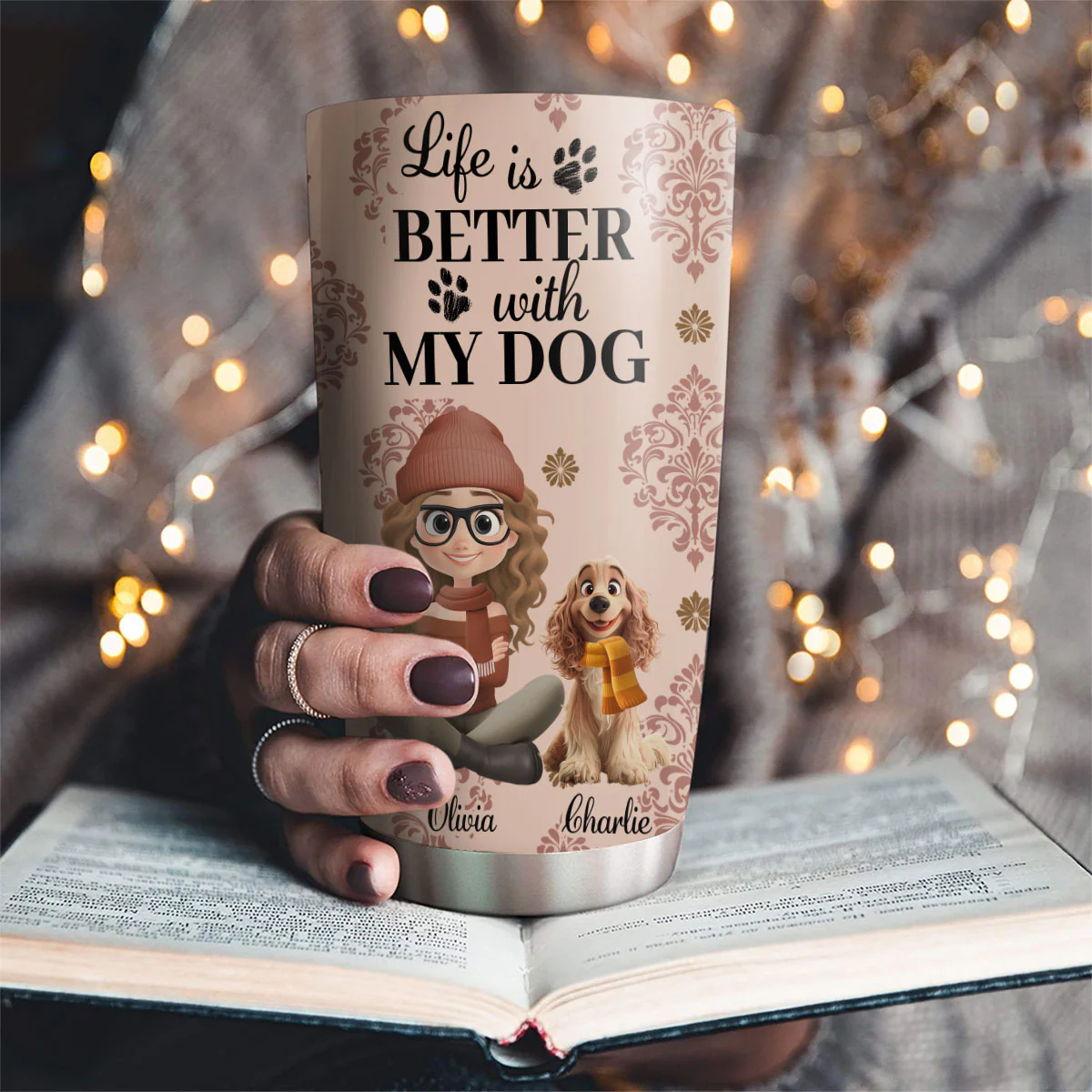 Life Is Better Dog Cartoon - Personalized Custom Tumbler - Image 3