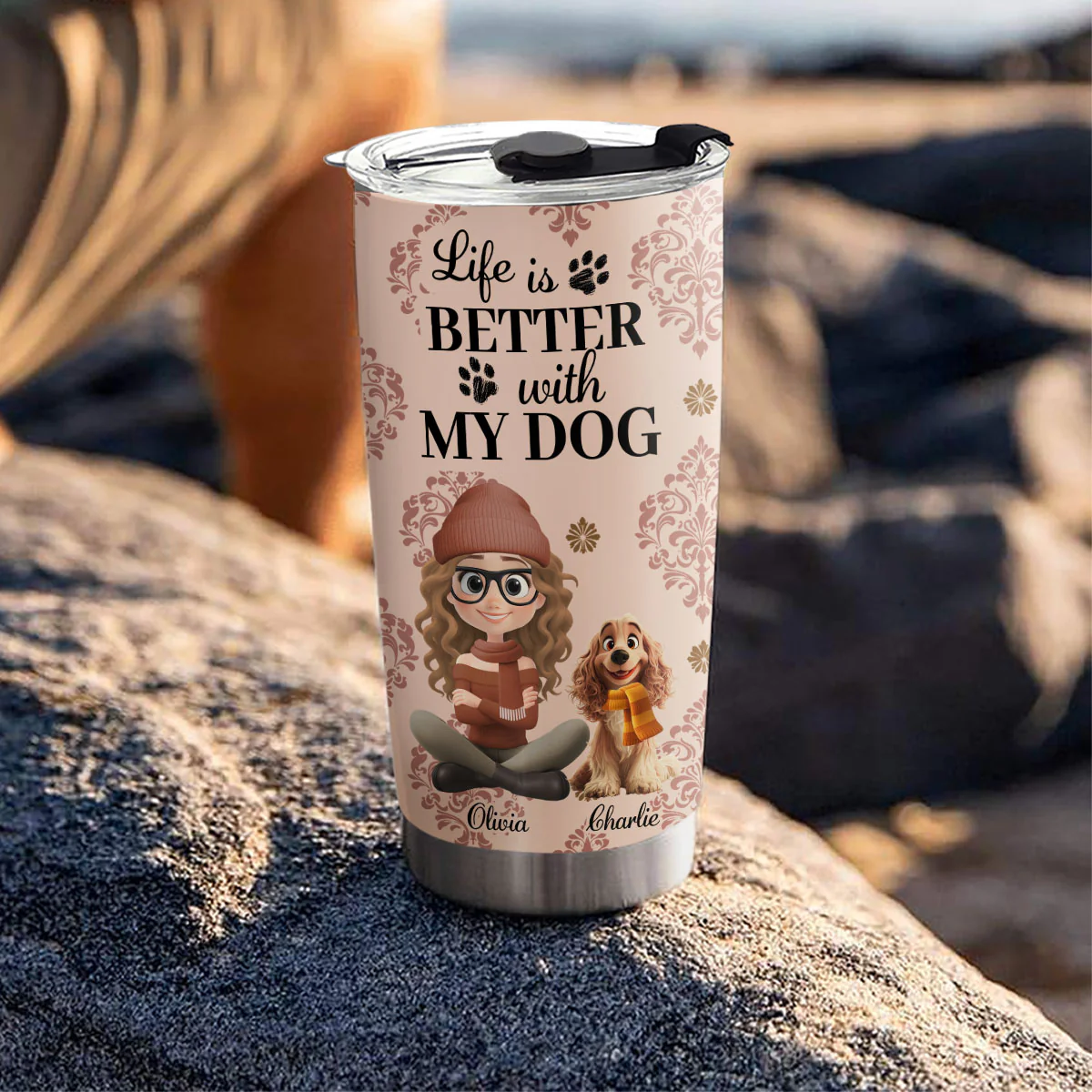 Life Is Better Dog Cartoon - Personalized Custom Tumbler - Image 5