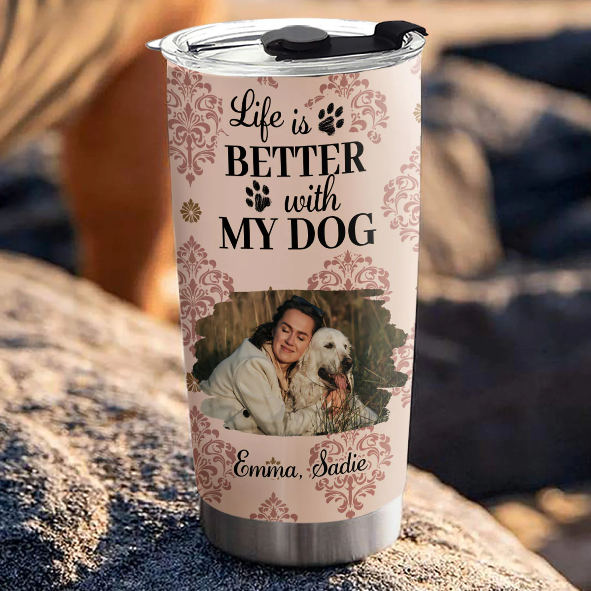 Life Is Better Dog Cartoon Photo - Personalized Custom Tumbler - Image 2