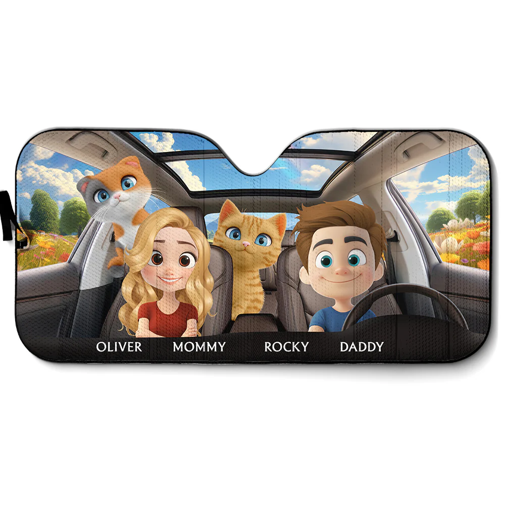 Life Is Better With My Cat Couple - Personalized Car Sunshade