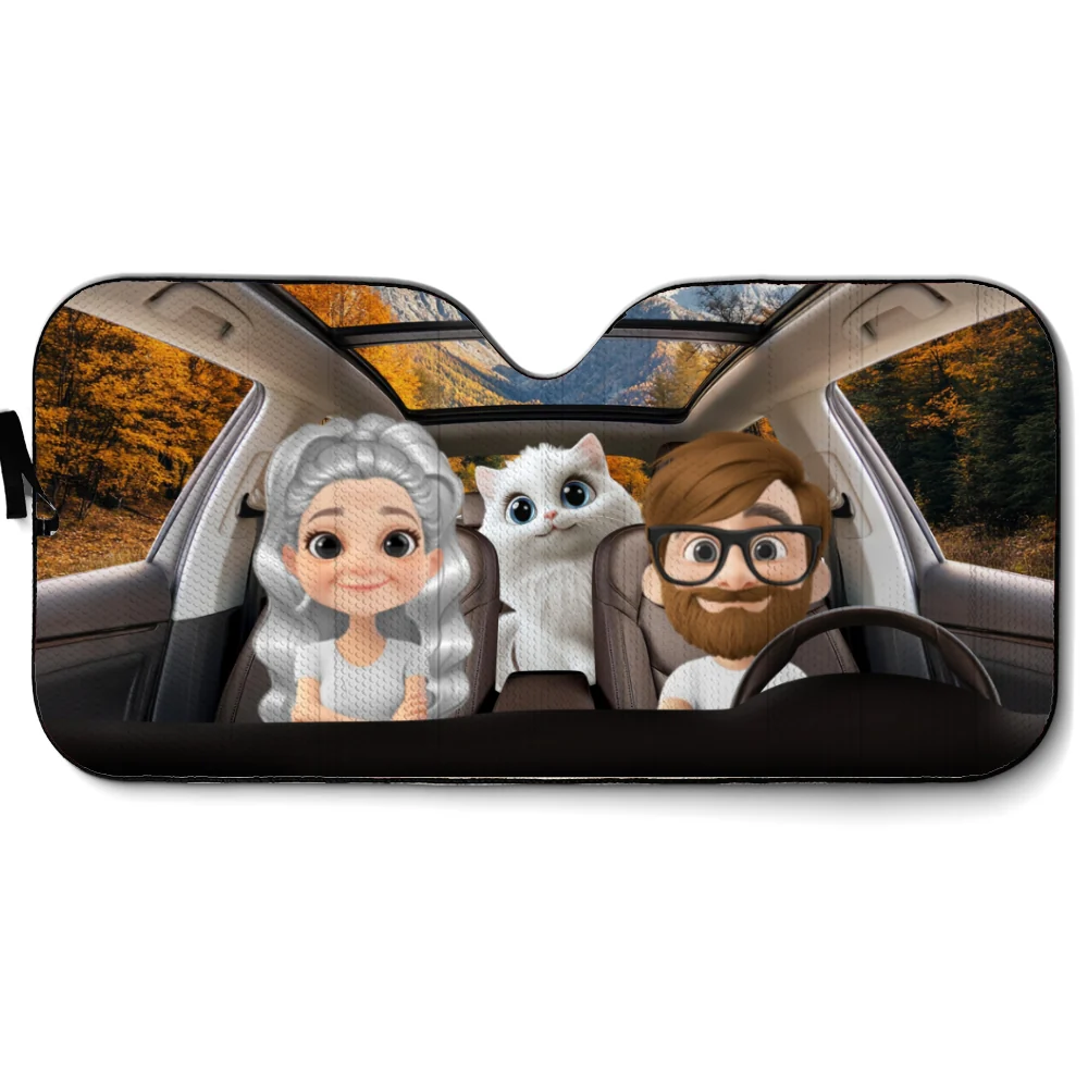 Life Is Better With My Cat Couple - Personalized Car Sunshade - Image 7