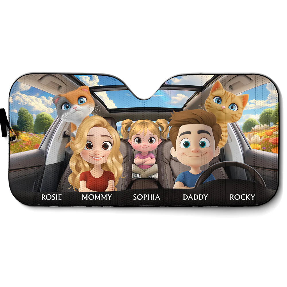 Life Is Better With My Cat Family - Personalized Car Sunshade