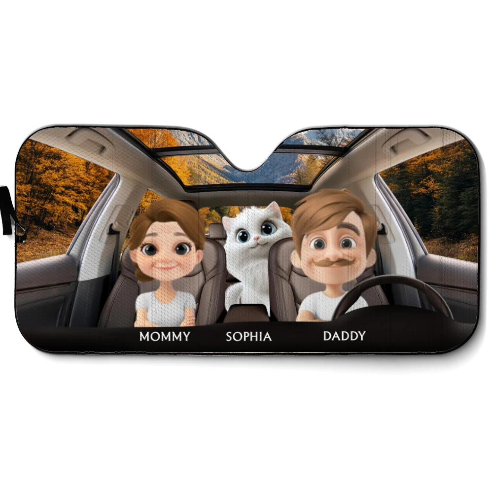 Life Is Better With My Cat Family - Personalized Car Sunshade - Image 7