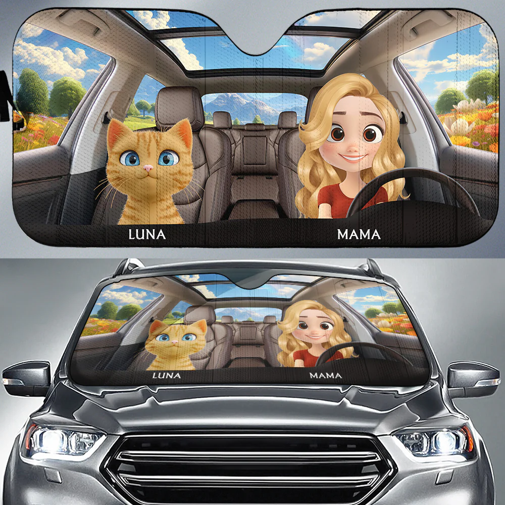 Life Is Better With My Cat - Personalized Custom Car Sunshade - Image 2