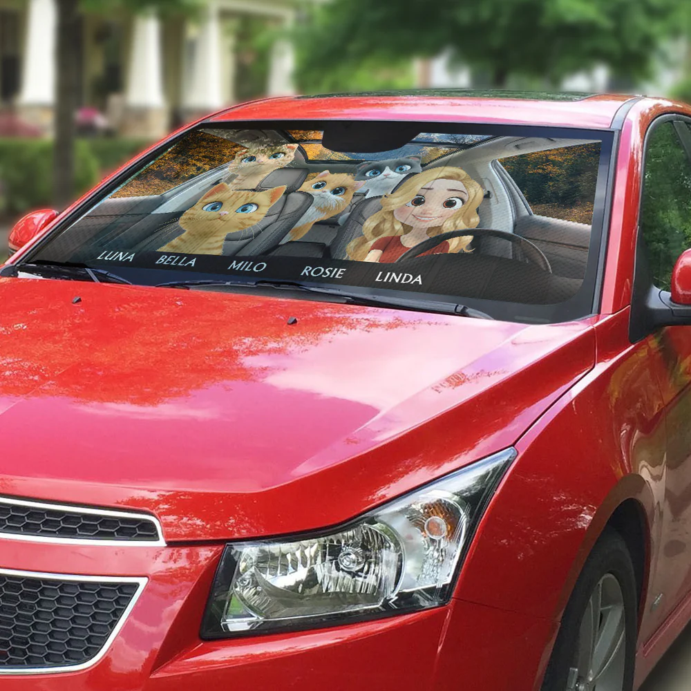Life Is Better With My Cat - Personalized Custom Car Sunshade - Image 4