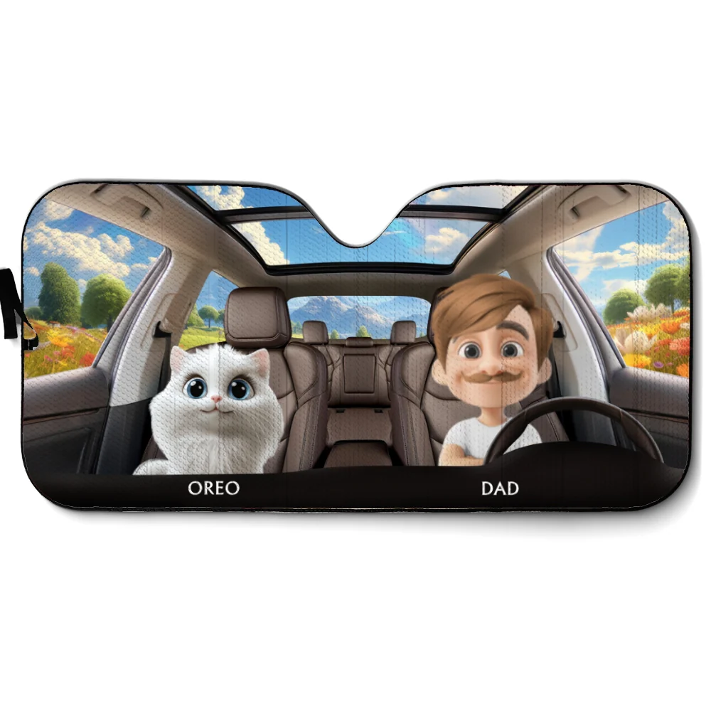 Life Is Better With My Cat - Personalized Custom Car Sunshade - Image 7