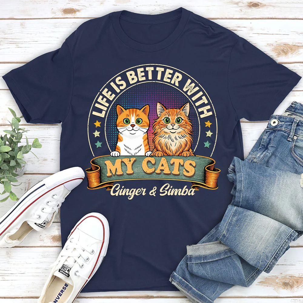 Life Is Better With My Cat - Personalized Custom Unisex T-shirt - Image 2