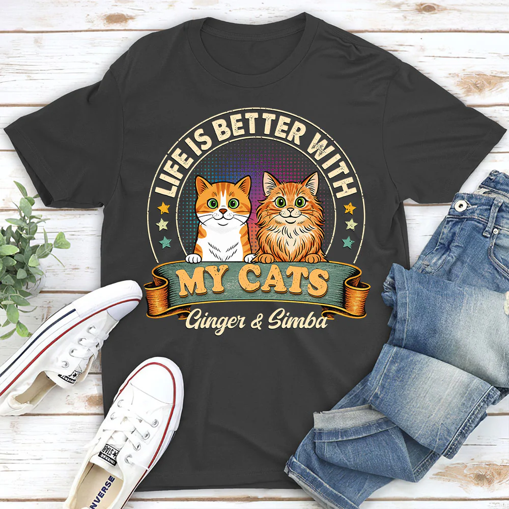 Life Is Better With My Cat - Personalized Custom Unisex T-shirt - Image 3
