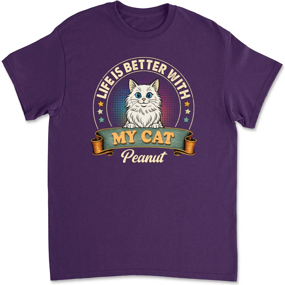 Life Is Better With My Cat - Personalized Custom Unisex T-shirt - Image 8