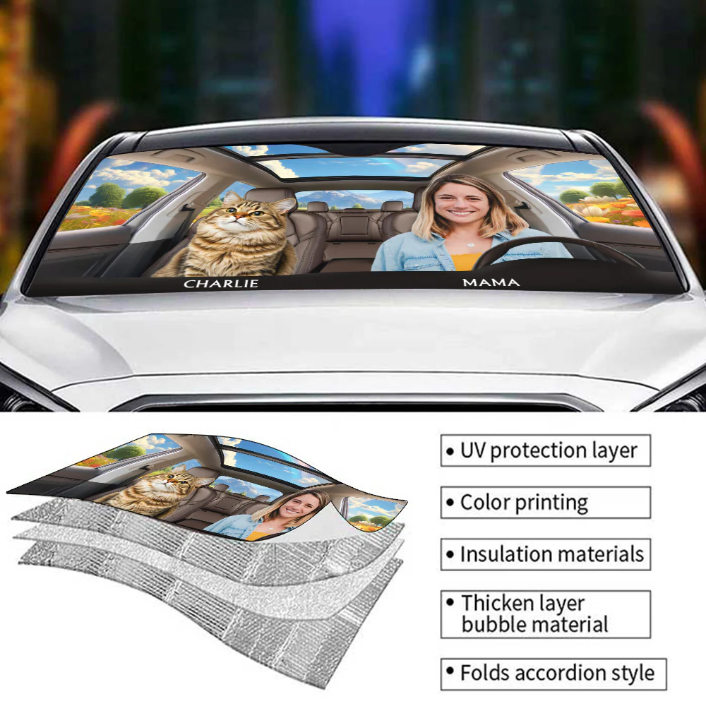 Life Is Better With My Cat Photo - Personalized Custom Car Sunshade - Image 6