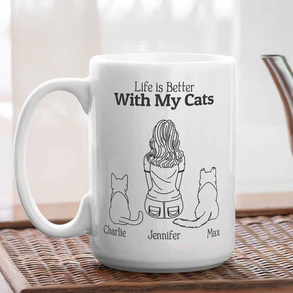 Life Is Better With My Cats - Personalized Custom Coffee Mug - Image 2