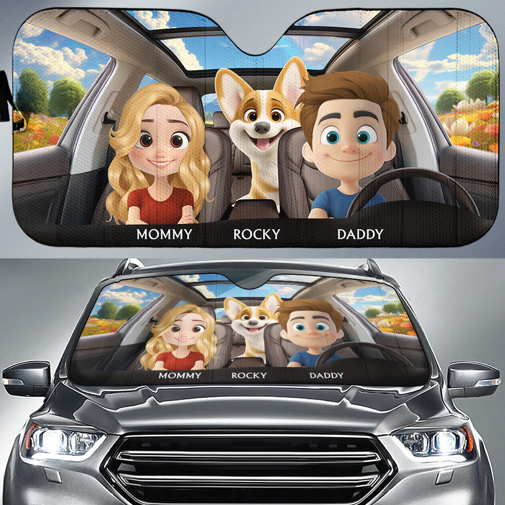 Life Is Better With My Dog Couple - Personalized Car Sunshade