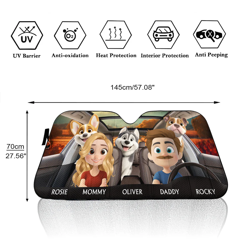 Life Is Better With My Dog Couple - Personalized Car Sunshade - Image 4