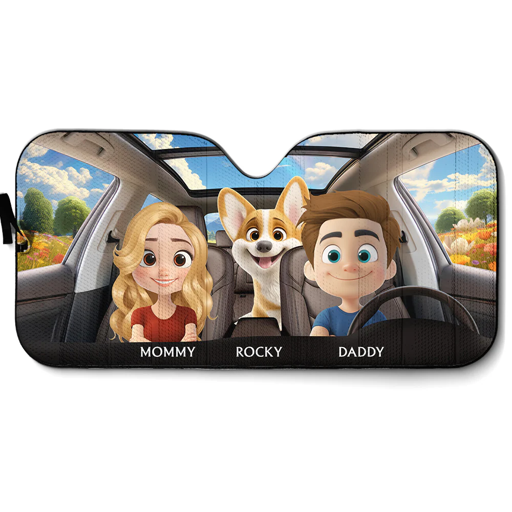 Life Is Better With My Dog Couple - Personalized Car Sunshade - Image 5
