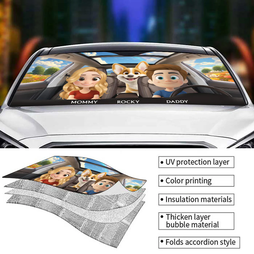 Life Is Better With My Dog Couple - Personalized Car Sunshade - Image 6