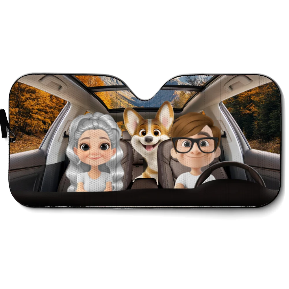 Life Is Better With My Dog Couple - Personalized Car Sunshade - Image 7