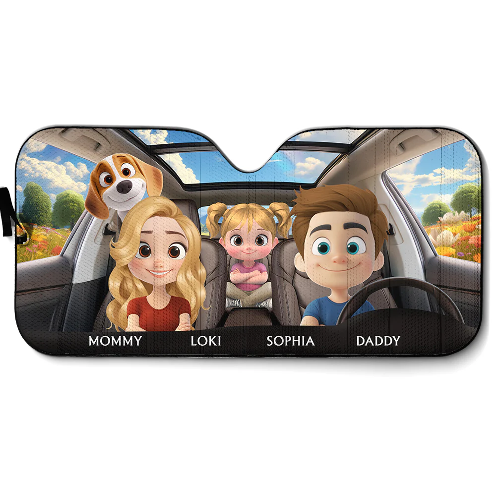 Life Is Better With My Dog Family - Personalized Custom Car Sunshade