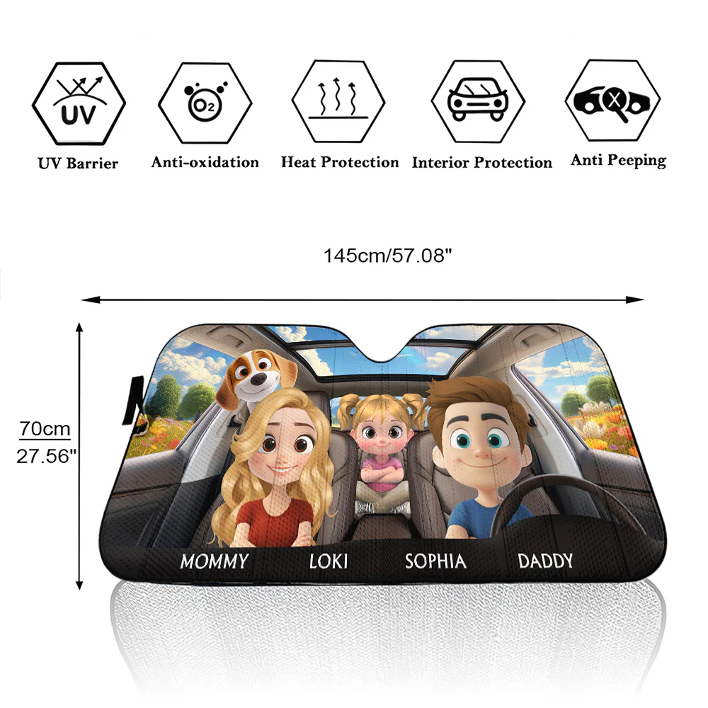 Life Is Better With My Dog Family - Personalized Custom Car Sunshade - Image 5