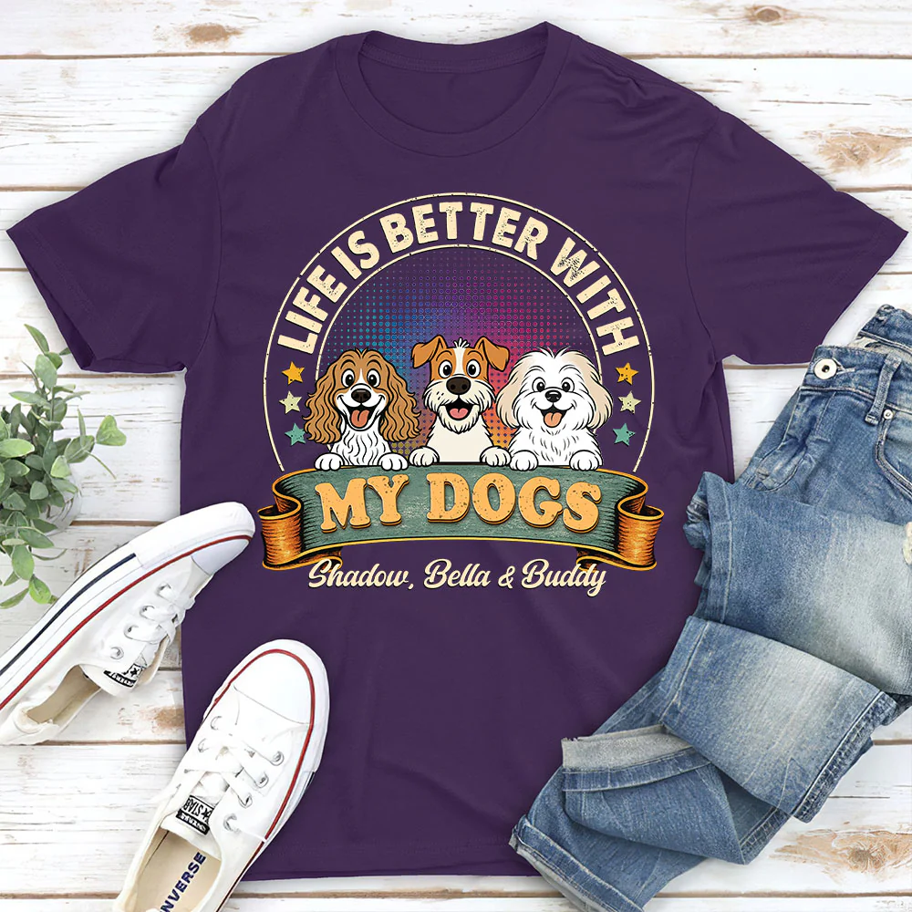 Life Is Better With My Dog - Personalized Custom Unisex T-shirt - Image 5