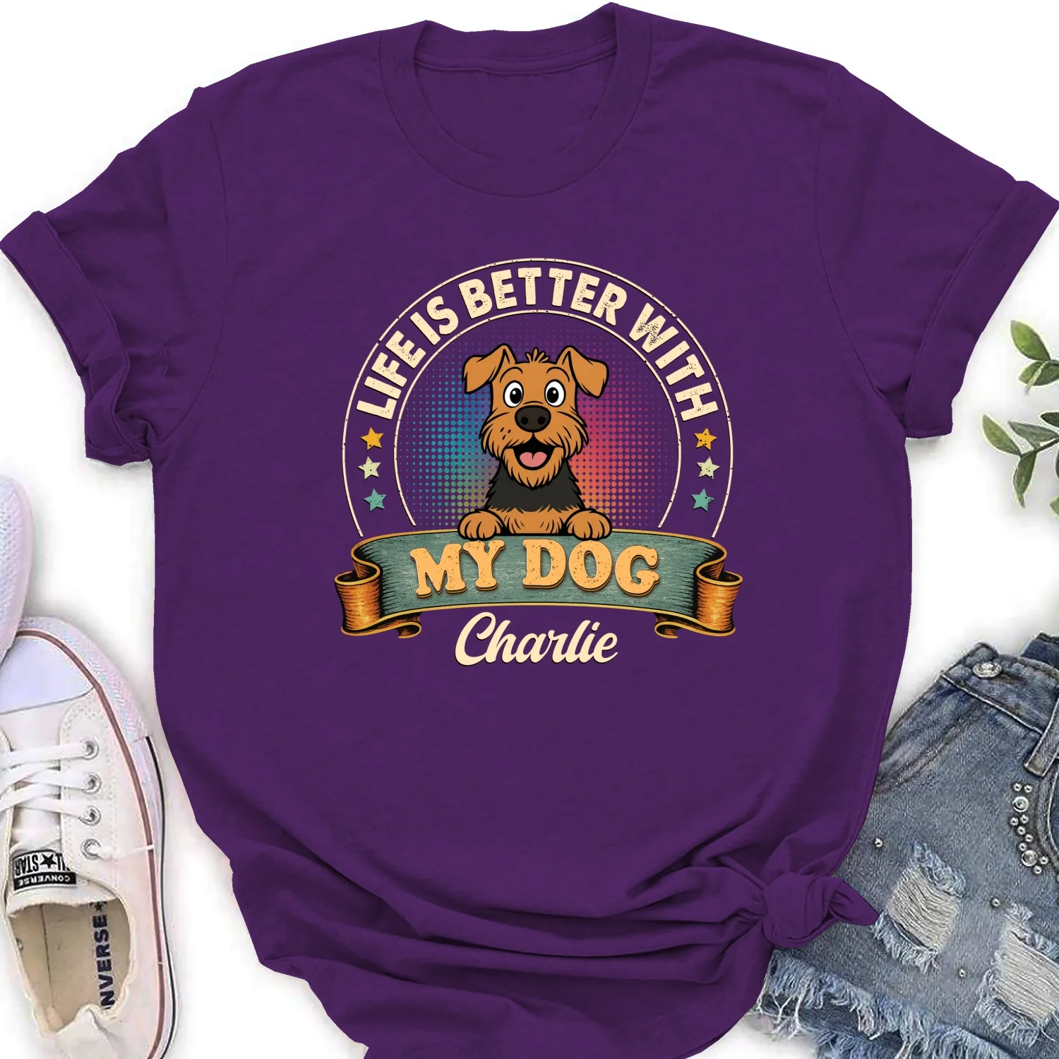 Life Is Better With My Dog - Personalized Custom Women's T-shirt - Image 10