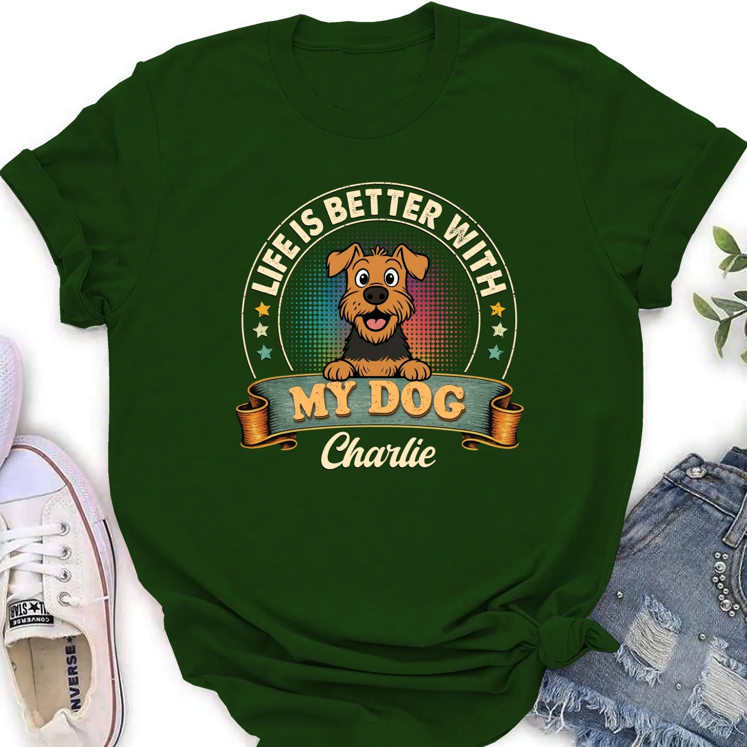 Life Is Better With My Dog - Personalized Custom Women's T-shirt - Image 8