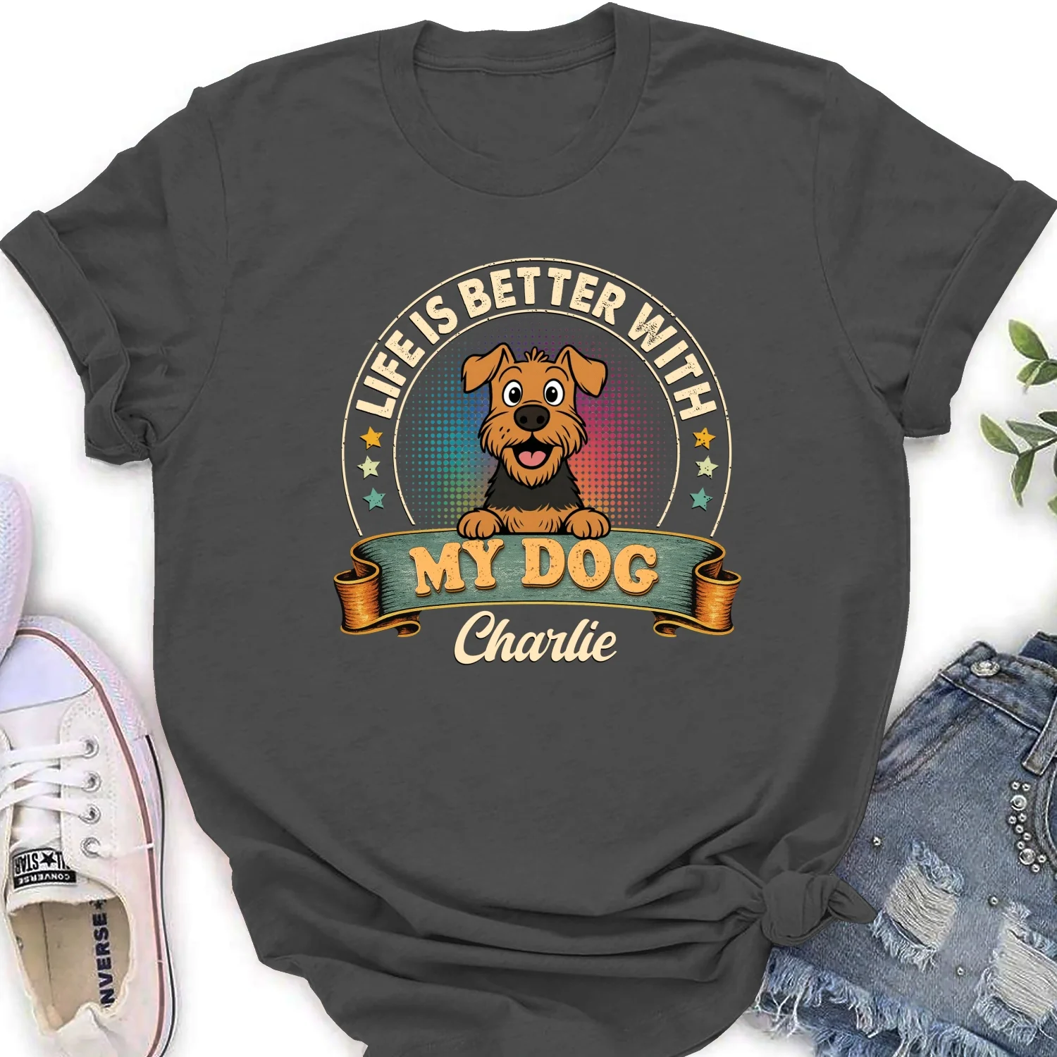 Life Is Better With My Dog - Personalized Custom Women's T-shirt - Image 9
