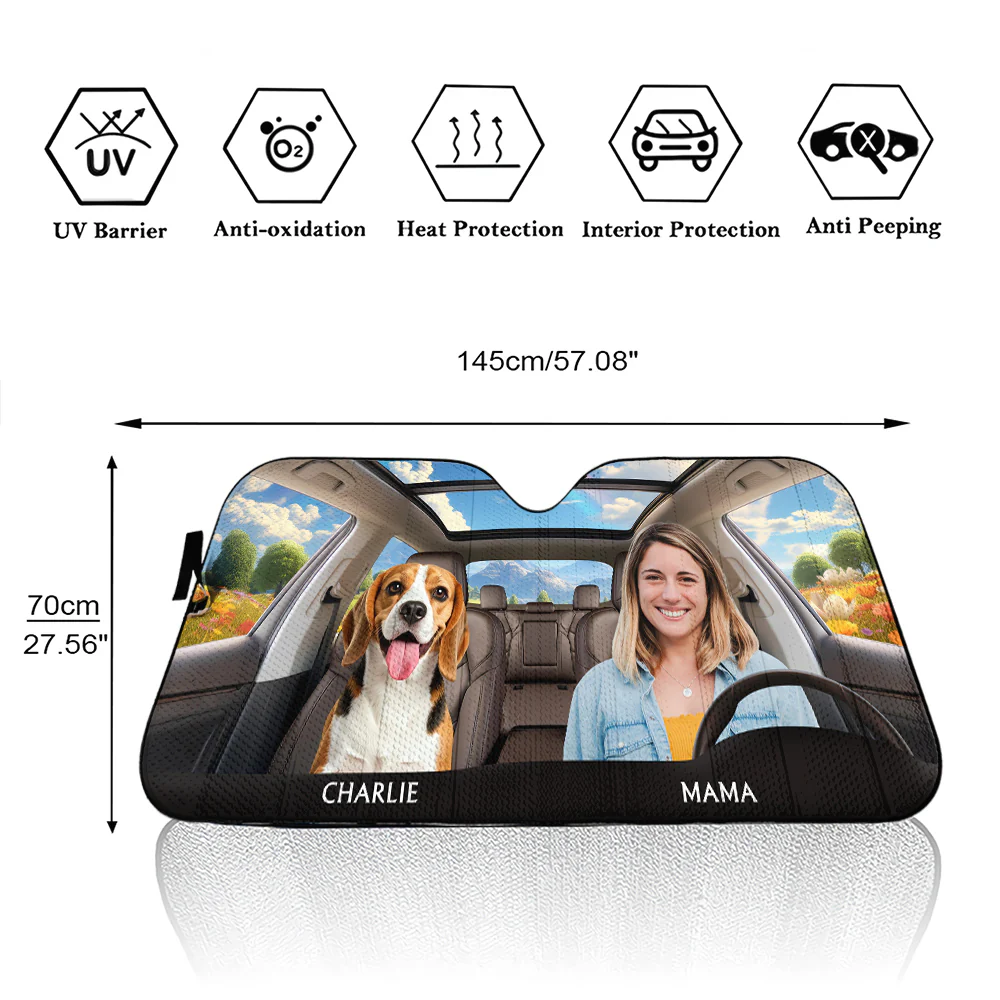 Life Is Better With My Dog Photo - Personalized Custom Car Sunshade - Image 2