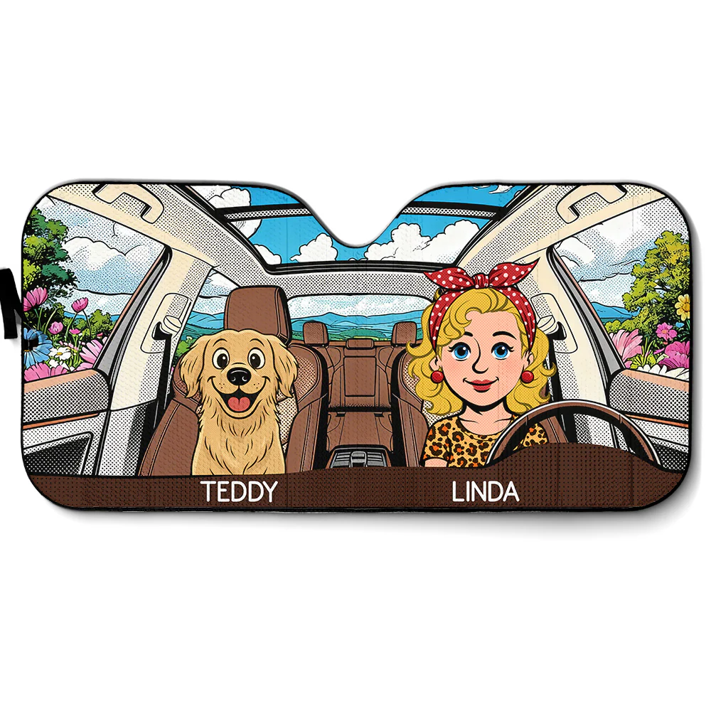 Life Is Better With My Dog Retro - Personalized Car Sunshade
